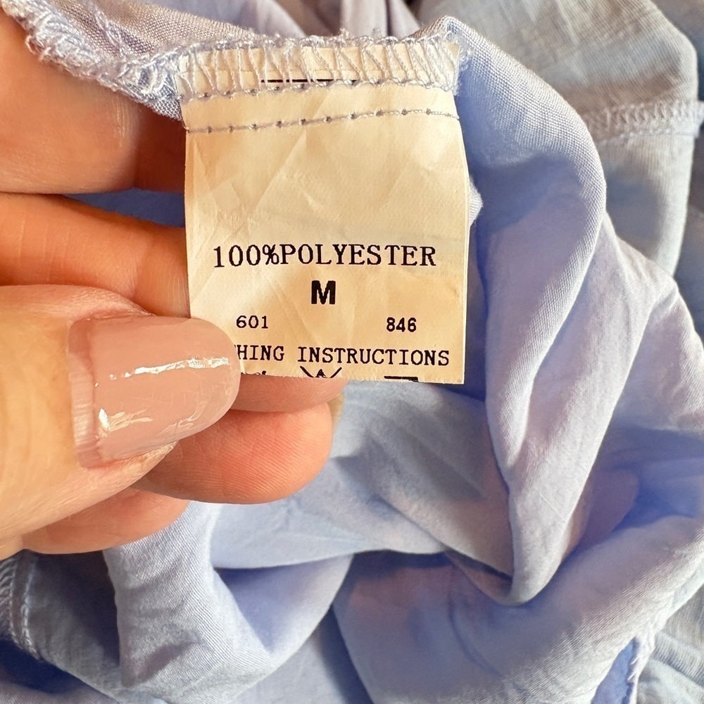 Anna Kaci Blue Shirred Bishop Sleeve Cottagecore Milkmaid MIDI Dress M - Picture 15 of 15